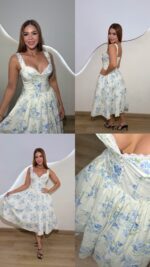 VESTIDO FLORAL AZUL - Imagen 4