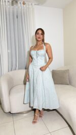 dress blue sage floral - Imagen 2