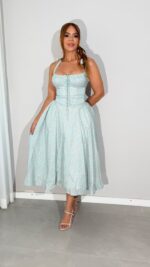 dress blue sage floral - Imagen 6