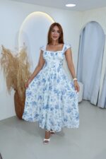 VESTIDO FLORES AZUL - Imagen 2