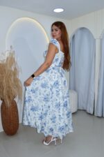 VESTIDO FLORES AZUL - Imagen 3