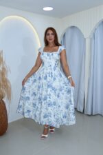 VESTIDO FLORES AZUL - Imagen 4