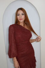 VESTIDO MESH DESTELLO UNA MANGA - Imagen 4