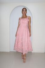 VESTIDO CORAL ROSA FLOR 3D